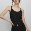 Sweater Sunlit Button Down Tank - Black