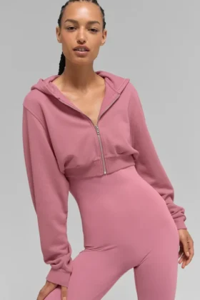 Sweet Escape Zip up Hoodie – Pink Wild Rose