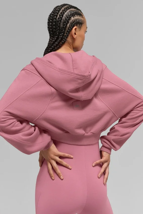 Sweet Escape Zip up Hoodie - Pink Wild Rose