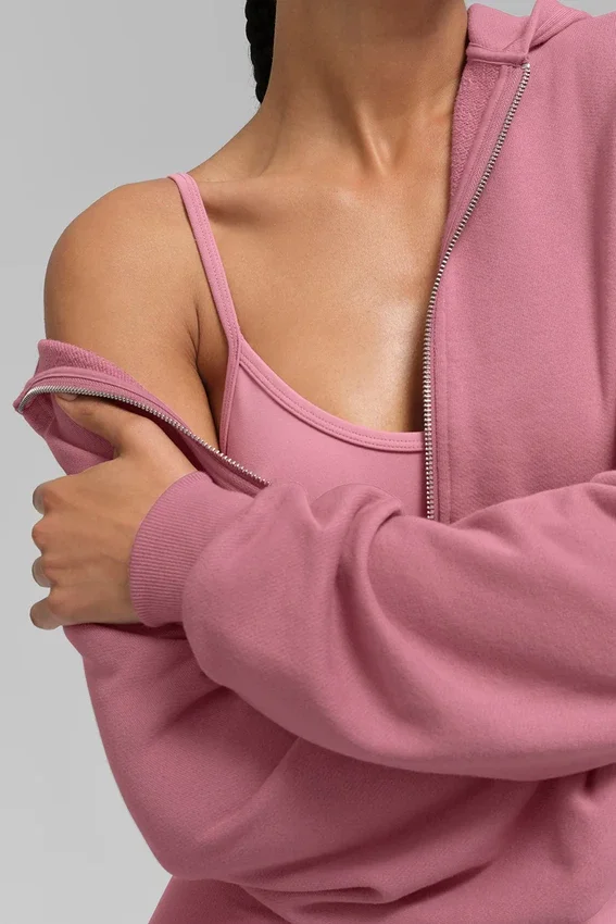 Sweet Escape Zip up Hoodie - Pink Wild Rose