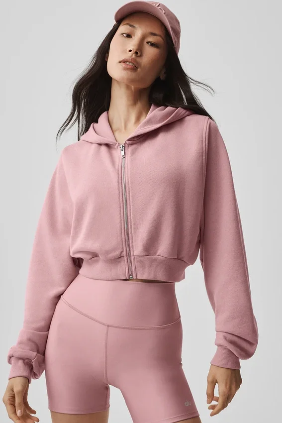 Sweet Escape Zip up Hoodie - Vintage Pink