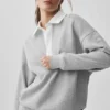 Take It Easy Long Sleeve Henley Pullover - Athletic Heather Grey/White