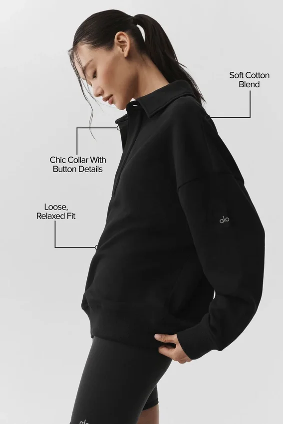 Take It Easy Long Sleeve Henley Pullover - Black