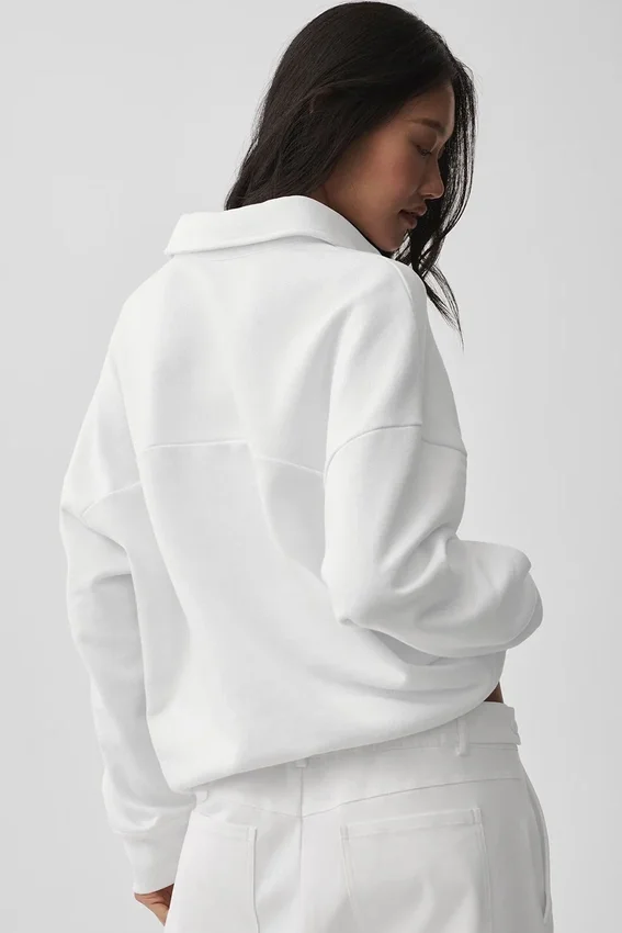 Take It Easy Long Sleeve Henley Pullover - White