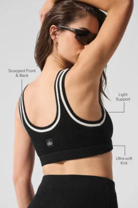 Tennis Club Sweater Knit Bra – Black/Ivory
