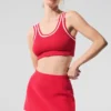 Tennis Club Sweater Knit Bra - Candy Red/White