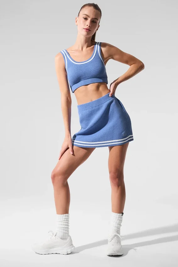 Tennis Club Sweater Knit Bra - Crystal Clear Blue/White