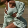 Tennis Club Sweater Knit Bra - Spearmint/White