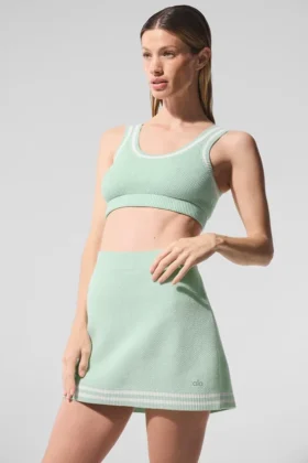 Tennis Club Sweater Knit Bra – Spearmint/White