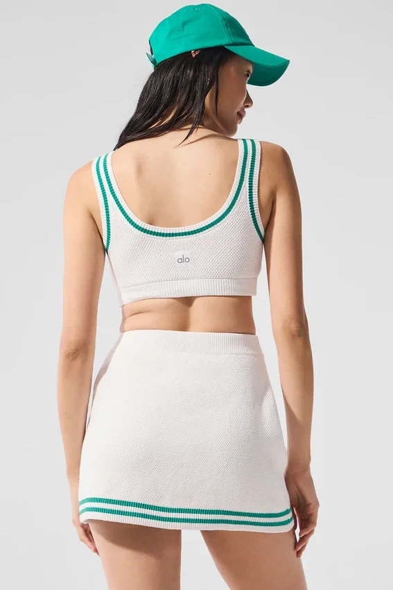 Tennis Club Sweater Knit Bra - White/Spruce Green