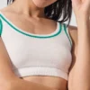 Tennis Club Sweater Knit Bra - White/Spruce Green