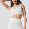 Tennis Club Sweater Knit Bra - White/Spruce Green