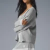 Tennis Club Sweater Knit Cardigan - Athletic Heather Grey/White