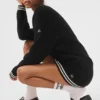 Tennis Club Sweater Knit Cardigan - Black/Ivory