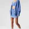 Tennis Club Sweater Knit Cardigan - Crystal Clear Blue/White