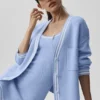 Tennis Club Sweater Knit Cardigan - Light Provence Blue/White