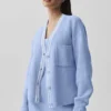 Tennis Club Sweater Knit Cardigan - Light Provence Blue/White