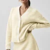 Tennis Club Sweater Knit Cardigan - Oatmeal/White