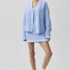 Tennis Club Sweater Knit Cardigan - Light Provence Blue/White