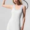 Tennis Club Sweater Knit Dress - White/Seashell Blue