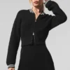 Tennis Club Sweater Knit Full Zip Jacket - Black/Ivory