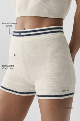 Tennis Club Sweater Knit Hot Short – Ivory/Navy