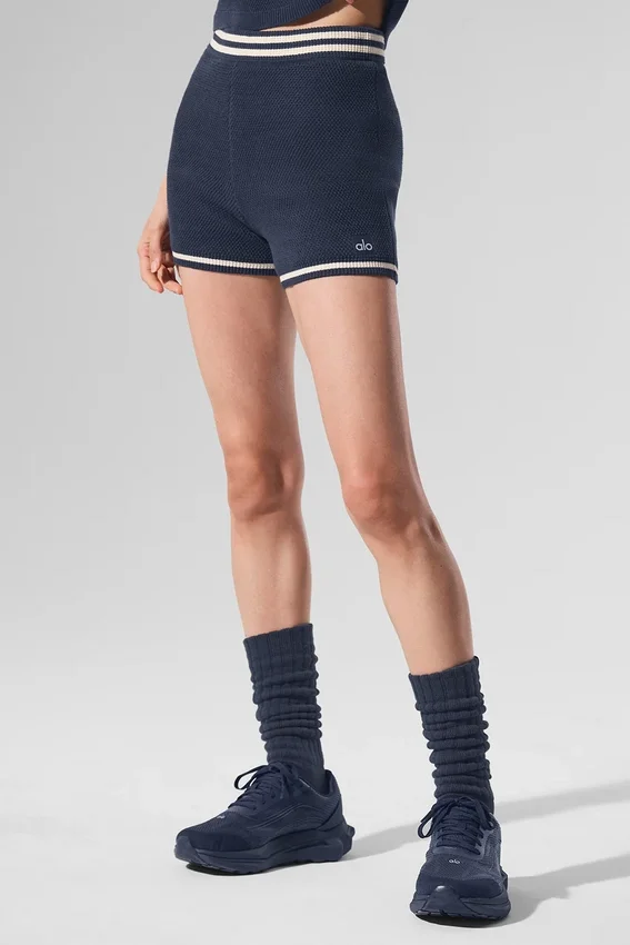 Tennis Club Sweater Knit Hot Short - Navy/Ivory