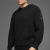 Textured Knit Hoodie - Black