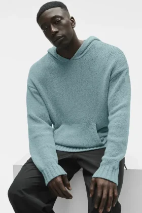 Textured Knit Hoodie - Desert Sage