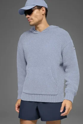 Textured Knit Hoodie - Winter Frost
