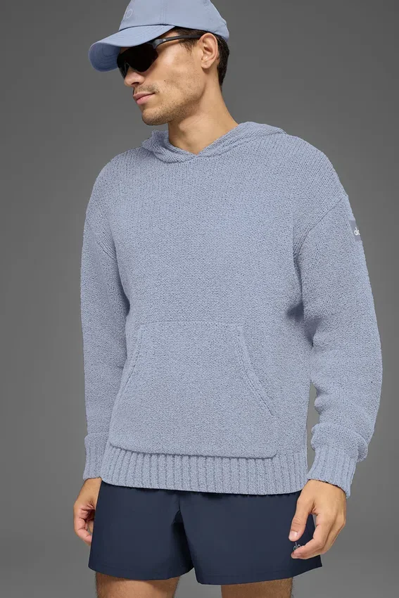 Textured Knit Hoodie - Winter Frost