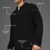 Textured Knit Long Sleeve Polo - Black