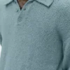 Textured Knit Long Sleeve Polo - Desert Sage