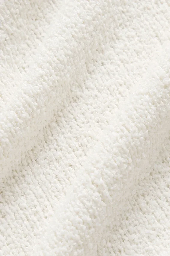 Textured Knit Long Sleeve Polo - Ivory