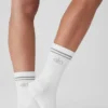 Unisex Half-Crew Performance Sock - White