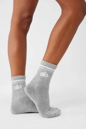 Unisex Half-Crew Throwback Sock – Athletic Heather Grey/White