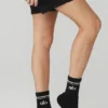 Unisex Half-Crew Throwback Sock - Black/White