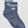 Unisex Half-Crew Throwback Sock - Bluestone/White