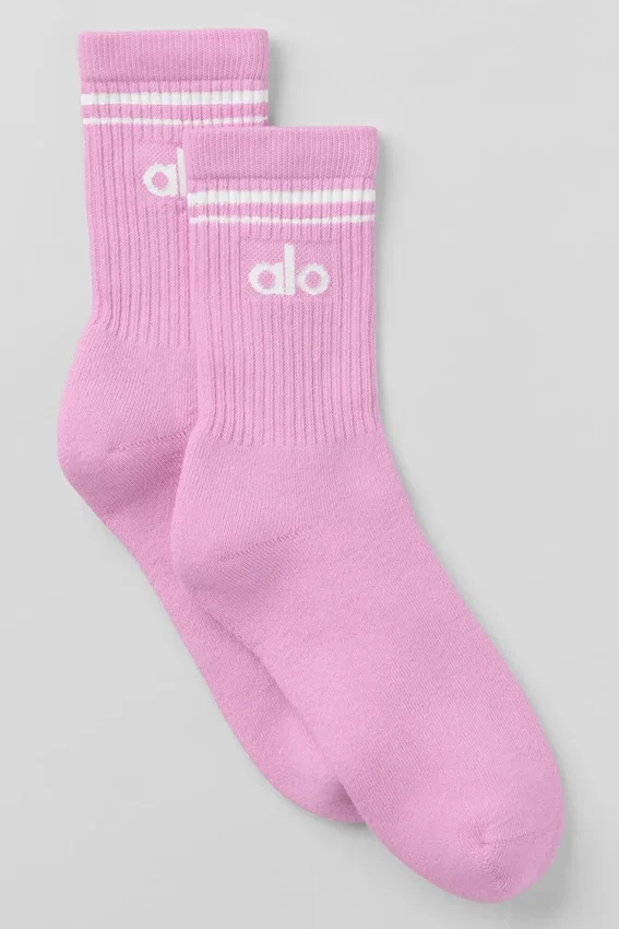 Unisex Half-Crew Throwback Sock - Candy Heart Pink/White