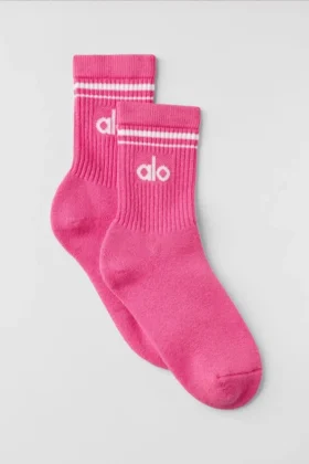 Unisex Half-Crew Throwback Sock - Paradise Pink/White