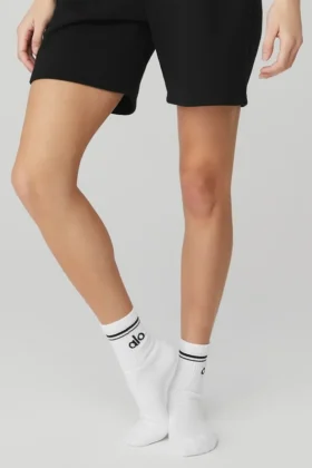 Unisex Half-Crew Throwback Sock – White/Black