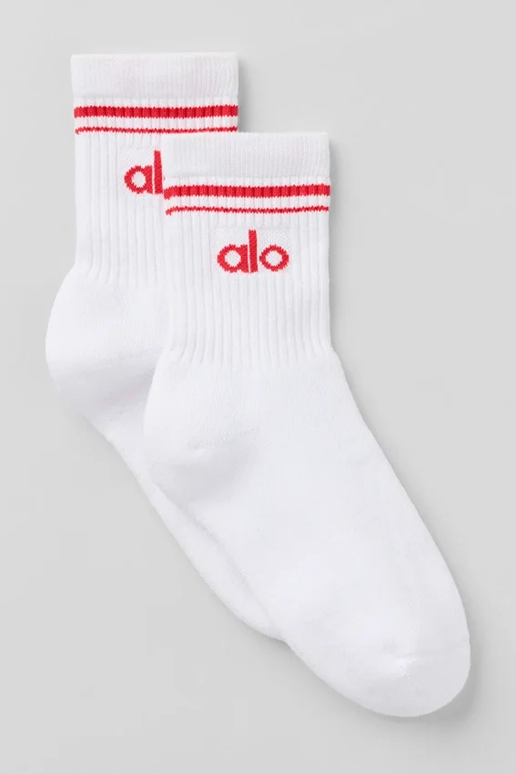 Unisex Half-Crew Throwback Sock - White/Bright Red