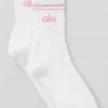 Unisex Half-Crew Throwback Sock - White/Candy Heart Pink