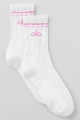 Unisex Half-Crew Throwback Sock - White/Candy Heart Pink
