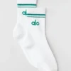 Unisex Half-Crew Throwback Sock - White/Emerald Isle