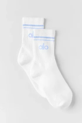 Unisex Half-Crew Throwback Sock - White/Light Provence Blue