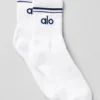 Unisex Half-Crew Throwback Sock - White/Navy