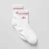 Unisex Half-Crew Throwback Sock - White/Pink Wild Rose