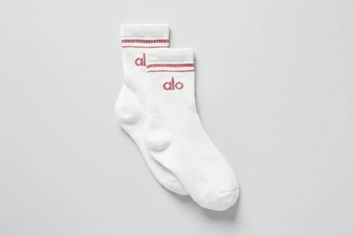Unisex Half-Crew Throwback Sock - White/Pink Wild Rose