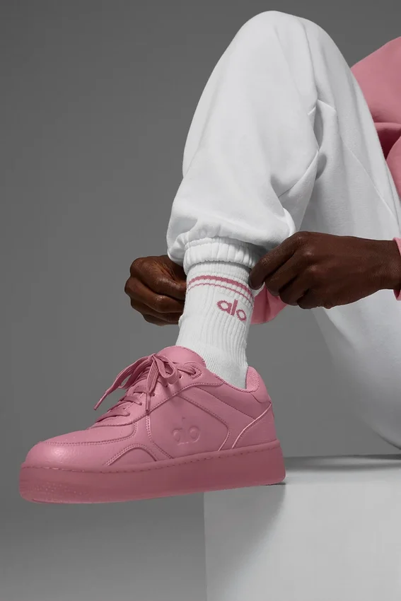Unisex Half-Crew Throwback Sock - White/Pink Wild Rose